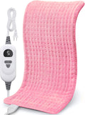 NOWWISH Heating Pad for Back, Period Cramps, Neck and Shoulder, 12x24 Inches Electric Throw with 6 Heat Settings, Timer and Auto Shut Off, Machine Washable, Birthday Gifts for Women, Pink
