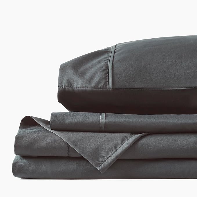 PeachSkinSheets Cooling Bed Sheets for Hot Sleepers - Ultra-Soft Breathable Luxury Microfiber Sheet Set, Moisture-Wicking, Deep Pocket, Oeko-TEX® (Split Head King Size (36" Split), Graphite Gray)