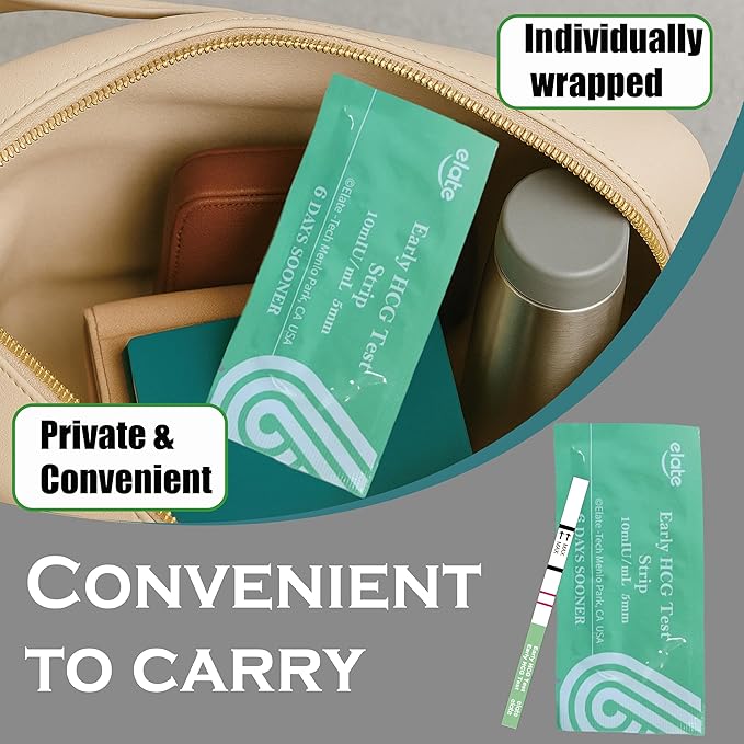 Elate Pregnancy Test Strips 100 Count, Early Detection HCG Test, 10 MIU/ml High Sensitivity, 99.99% Accurate Results, 6 Days Sooner, Easy to Use Home Pregnancy Test Kit