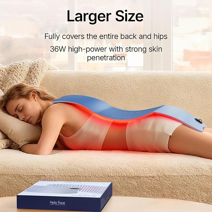 Extra Long 30''x12'' Red Light Therapy for Body, 264 x Triple-Chip LEDs Large Red Light Therapy Mat Portable Near Infrared 660nm & 850nm for Full Body Back Hips Joint Pain Relief 36W Gray