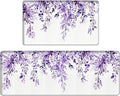 Bulijojo Purple Leaves Anti Fatigue Kitchen Floor Mats Set of 2 Waterproof Kitchen Sink Runner Rug Standing Mat Cushioned Kitchen Rugs Comfort Doormat 17"x47"+17" x30“