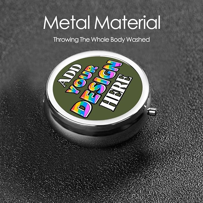 Custom Medicine Pill Organizer, Medicine Pill Box Case Container Travel Pill Holder Vitamin for Purse Med Wallet Portable Mini Pastillero Round, Army Green, Customized Gifts