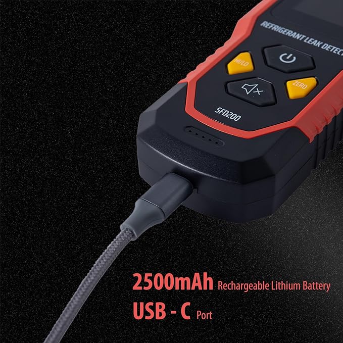 Rechargeable HVAC Refrigerant Leak Detector, Halogen Freon Sniffer, Air Conditioning Detection, Automotive Gas Finder (SFD200 Refrigerant Detector)
