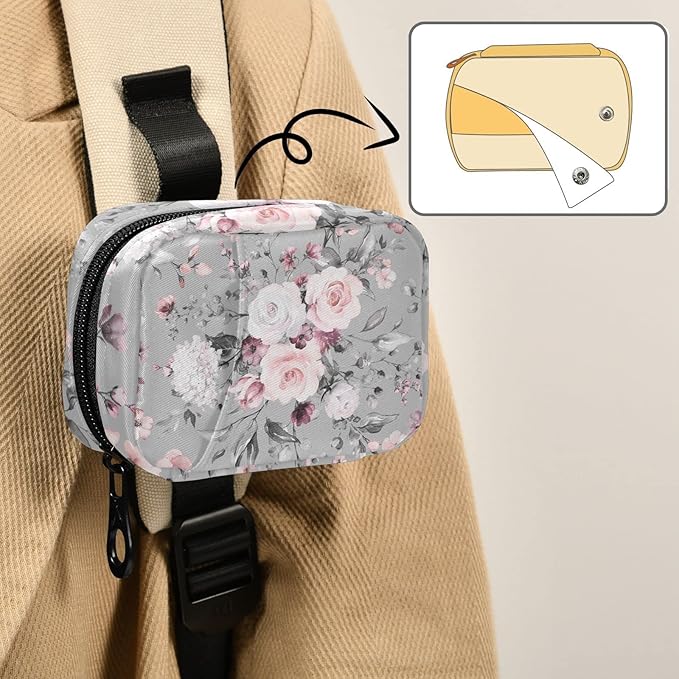 Watercolor Flower Pill Box 7 Day Pill Case Travel Pill Organizer Bag with Zipper Portable Weekly Vitamin Medicine Supplement Holder Pouch Bag
