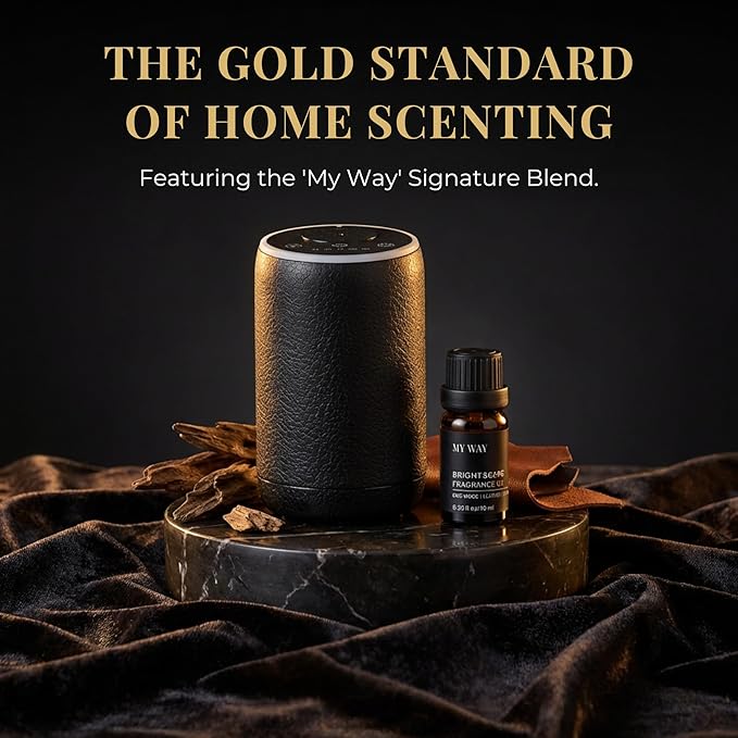 Waterless Scent Machine for Home – Luxury Cold Air Nebulizing Diffuser – Premium Textured Design with 7-Color LED – Optimized for Hotel Collection Fragrance Oils & Essential Oils