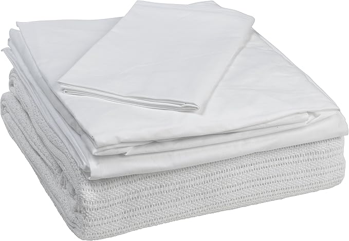 Drive Medical 15030HBC Hospital Bed Bedding in A Box, White , 4 Piece Set