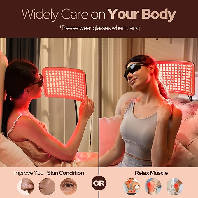 Red Light Therapy for Body and Face, Infrared Red Light Therapy Lamp with Stable Stand, 660nm and 850nm Infrared Pannel with Remote