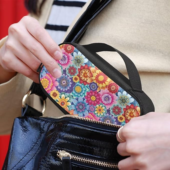 Boho Mandala Flower Insulin Cooler Travel Case Large Capacity Diabetic Medication Cooling Bag with Pockets for Insulin Pens While Traveling and Other Diabetic Supplies