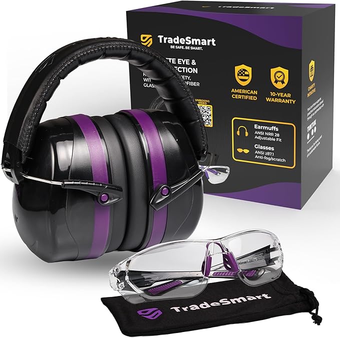 TradeSmart High-Performance Earmuffs for Shooting Range & Shooting Eye Protection Glasses + Firearm Confidence Course