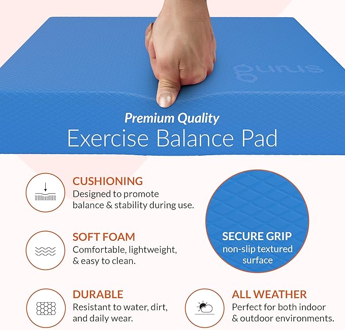 Gurus Balance Pad – High-Density Foam Balance Pad Physical Therapy for Stability & Strength, Exercise Foam Pad for Balancing, Non-Slip Lightweight Trainer for Home Gym & Rehab (Blue)