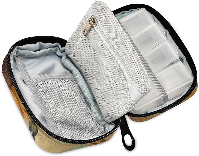 Travel Pill Case Sunflower Sky Weekly Small Pill Box 7 Day Pill Box Pill Organizer Bag