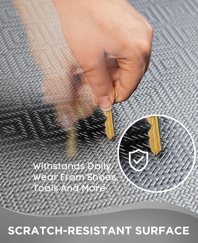 Ophanie Kitchen Mats for Floor, 3/4 inch Thick, 17x24 Anti Fatigue Cushioned Mat, Kitchen Rugs, Waterproof, Comfort Ergonomic Standing Mat for Office, Home, Sink, Grey Non-Slip Ridged Bottom