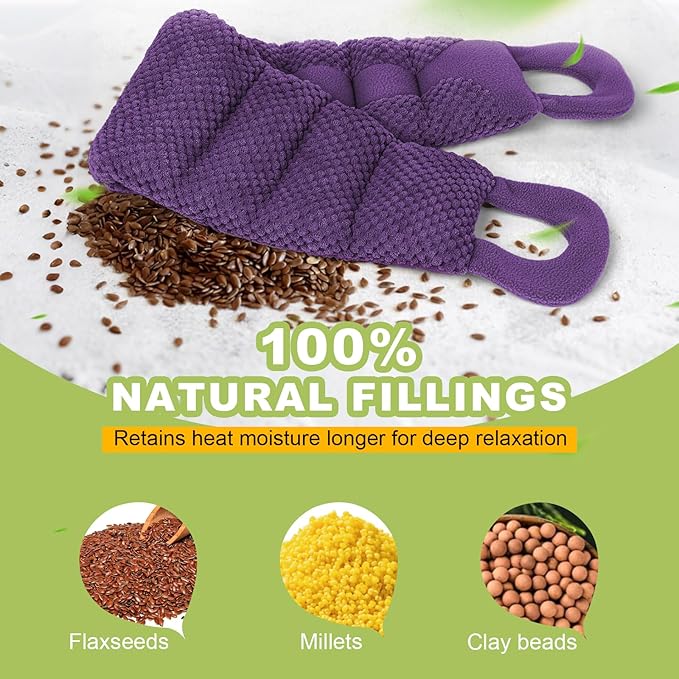 UNCN Long Heating pad for Neck and Shoulders Back 33 * 5.9" microwavable Large Moist Heat Pack Warm hot Compress Neck wrap Weighted Bag Massage Reusable Herbal Nature Calming Portable