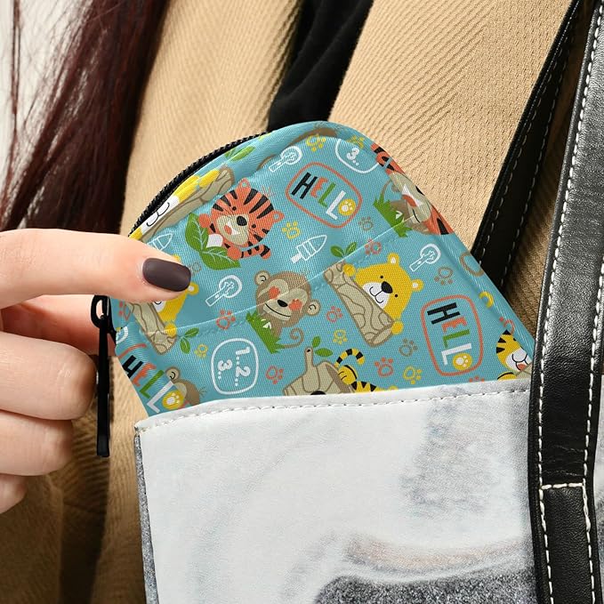 Pill Box Tiger Bear Monkey Cartoon 7 Day Pill Case Travel Pill Organizer Bag with Zipper Portable Weekly Vitamin Medicine Supplement Holder Pouch Bag
