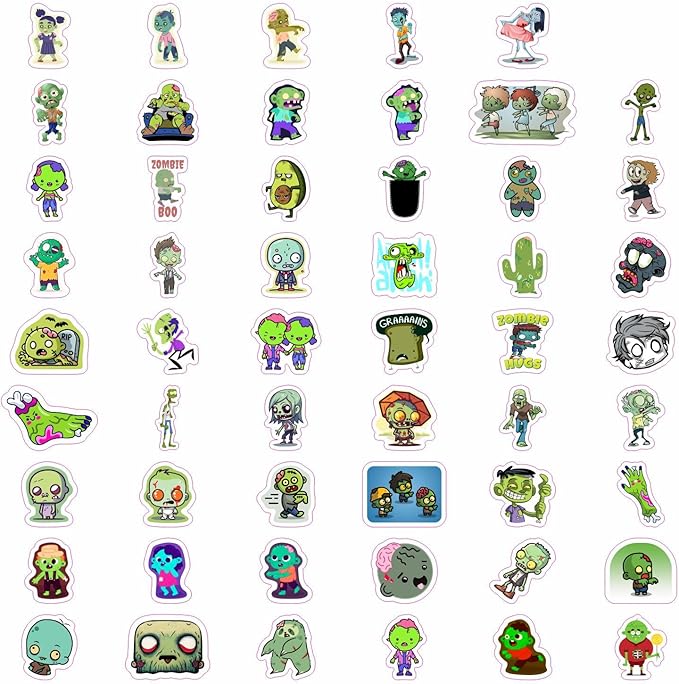 BulbaCraft 100Pcs Zombie Stickers & Adults — Zombie Decals for Boys and Girls, Spooky Halloween Decals Waterproof, Gifts for Women & Men