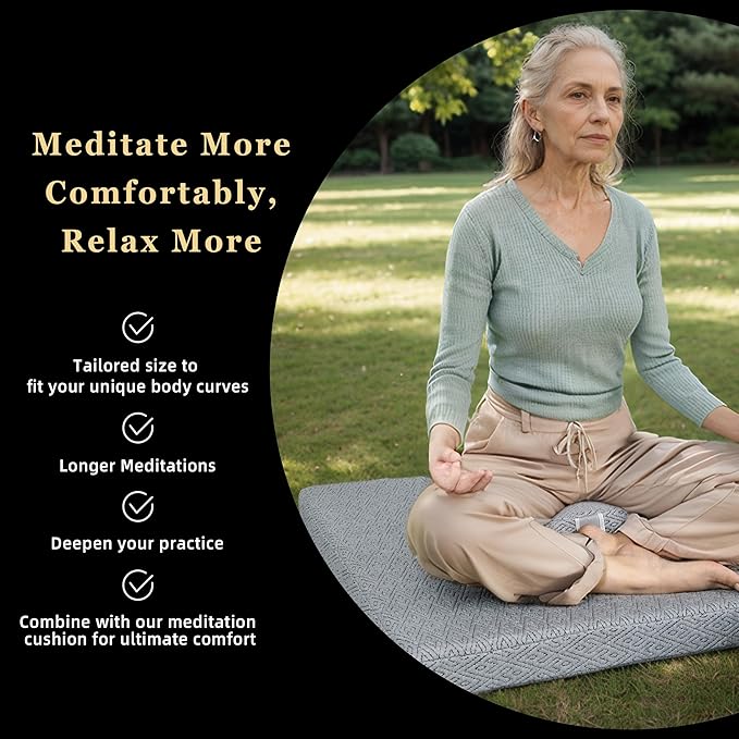 Meditation Zafu Cushion Set with Buckwheat Hulls & Memory Foam - Ergonomic Support for Yoga & Sitting - Removable Machine-Washable Luxury Velvet Cover - for Adults and Kids (Premium Grey)
