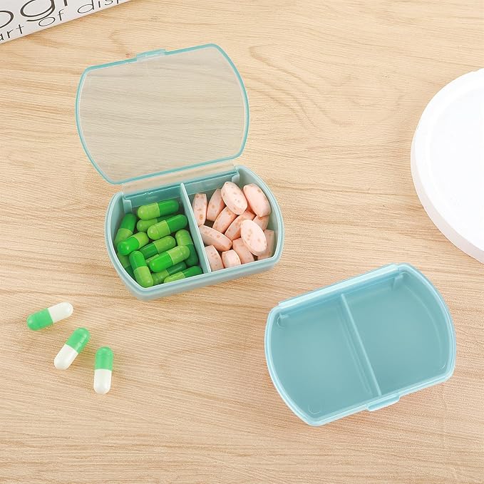 Sibba Pill Organizer 2 PCS Medicine Case Box Medication Holder Kit Daily Supplement Storage Container Portable for Pocket Pillbox Cases Bottle Compact Vitamin Dispenser 7 Day Holders Travel