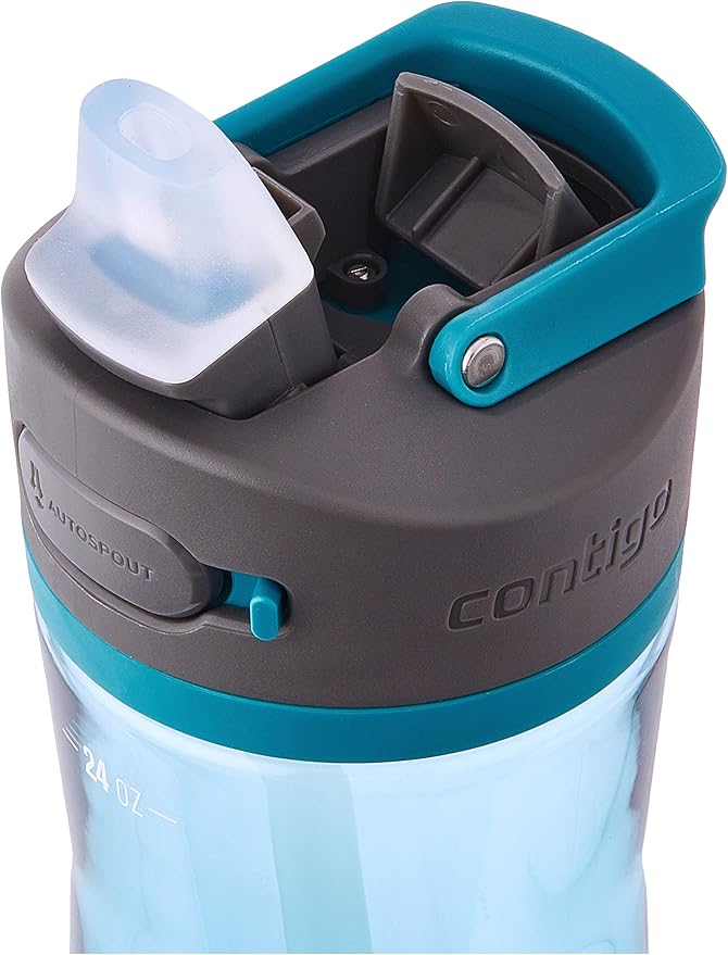 Contigo Ashland 2.0 Leak-Proof Water Bottle with Lid Lock and Angled Straw, Dishwasher Safe, Interchangeable Lid, 2-Pack, 24oz, Juniper/Sake