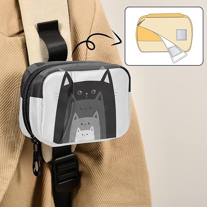 Naanle Funny Cats in Row Pill Box 7 Day Pill Case Travel Pill Organizer Bag with Zipper Portable Weekly Case Compact Size for Vitamin Supplement Holder