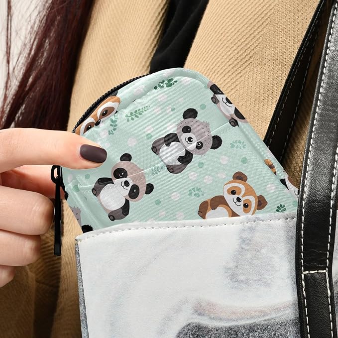 Fustylead Cute Koala Red Panda and Raccoon Travel Pill Case Bag with Zipper Weekly Pill Box 8 Compartments 7 Day Personal Pill Case Purse Medicine Case Organizer