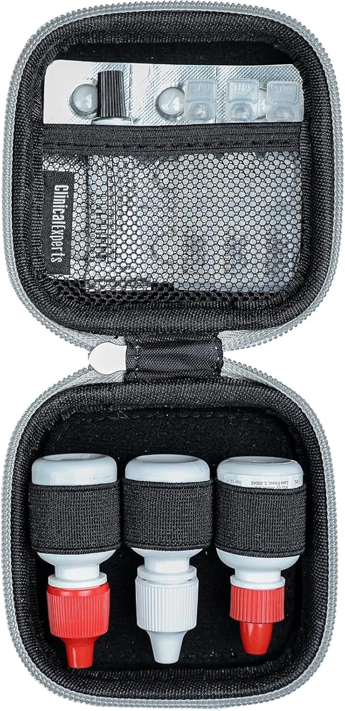 Navan Multi-Functional Eye Drops, Medicine & Travel Accessories Organizer - Hardshell EVA Compact Carry Case - Loops & Mesh Pocket for Daily Pills, Charging Cables & Batteries by Clinical Experts