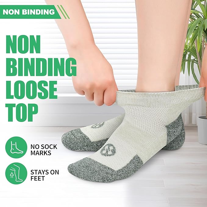Diabetic Socks for Men,4 & 6 Pairs Low Cut Bamboo Viscose Wide Mens Diabetic Socks Size 9-11 10-13