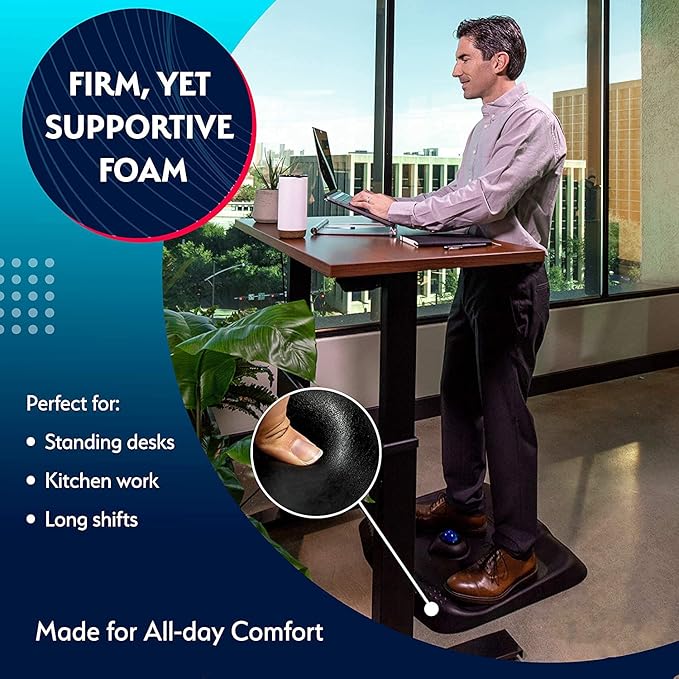 Sky Solutions Anti Fatigue Kitchen Mat – Genius Ergonomic Cushioned Floor Mats for Office or Home Standing Desk or Sink w/Acupressure Massage Ball (Emerald)