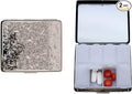 Set of 2 Metal-Plated Weekly (7-Day) Pill Box Case & Portable Medicine Organizer (Silver Victorian)