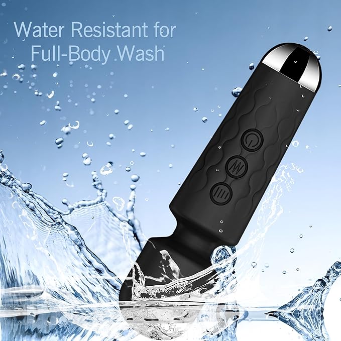 Personal Massage Wand - 20 Modes 8 Speeds Cordless Vibration Massager, Strong Powerful Waterproof Perfect for Travel, Magic Stress Away, All Body Back Legs Hand Pains Sports Recovery (Black)