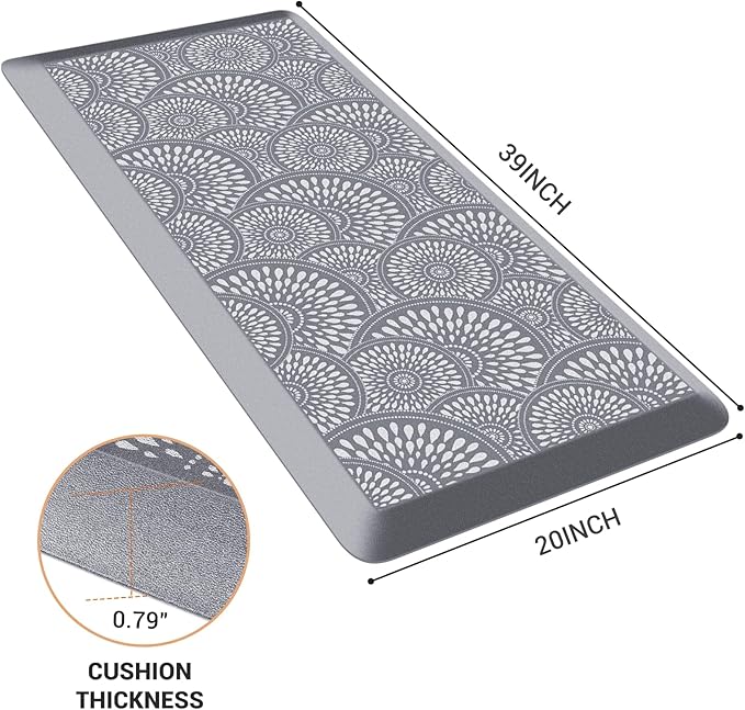 Mattitude 4/5 Inch Kitchen Mat,20x39in Heavy Duty Ergonomic Comfort Foam Standing Desk Mat, Waterproof Non-Slip Standing Mats and Rugs for Kitchen, Office, Grey