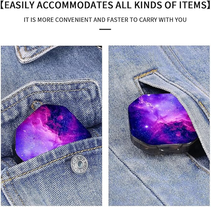 This Portable Purple Nebula Starry Sky Pattern 4-Compartment Pillbox Can Be Placed in A Pocket Or Wallet to Store Vitamins, Medicines Fish Oil Health Supplements Other Medications.