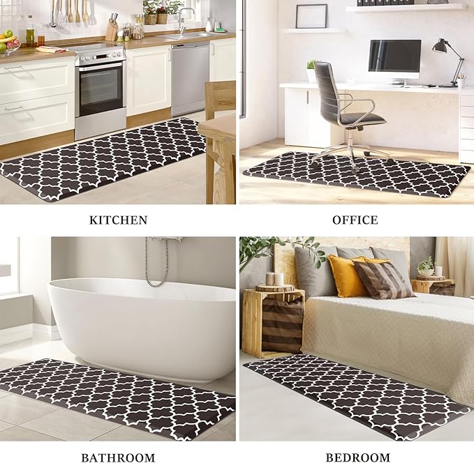 WISELIFE Anti Fatigue Floor Mat - 4/5 Inch Thick Kitchen Mat Non Slip Waterproof Heavy Duty Ergonomic Comfort Mat Durable for Home, Office, Sink, Laundry,(22" x 72", Chocolate)
