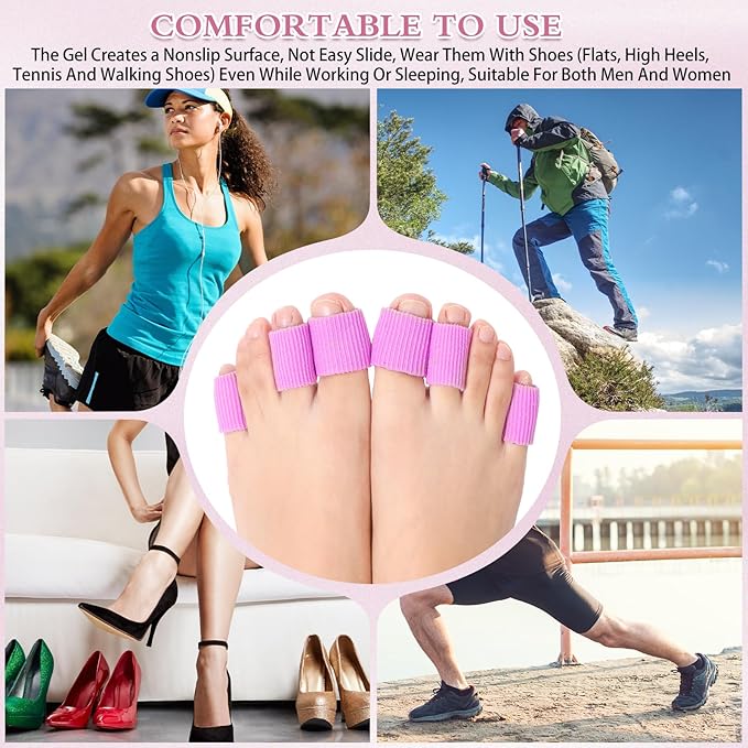 Blulu 16 Pcs Toe Cushion Tube Sleeves Soft Gel Corn Pad Protectors for Cushions Corns, Blisters, Calluses, Toes and Fingers(Pink)