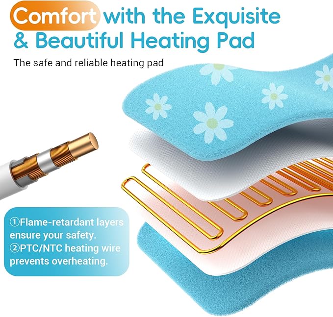 Comfytemp Gifts for Women, Heating Pad for Mom Wife Daughter Period Cramps and Back Pain Relief, 12" X 24" Cute Flower Heat Pad with 3 Heat Levels, Electric Soft Heated Pad, Dad Gift