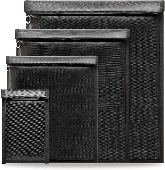 Faraday Bags, Waterproof Fireproof Money Bag for Cash, Important Document Storage Organizer for Valuables, Legal Documents Safe, Fireproof & Waterproof (Black)