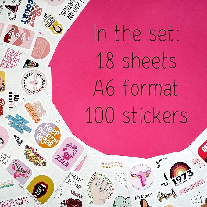 BulbaCraft 100Pcs Pro Choice Stickers, Pro Abortion Stickers, Reproductive Rights Laptop Decals, Feminist Gifts Women, Gifts for Women & Men