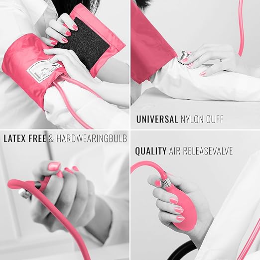 ASA TECHMED Medical Starter Kit – Stethoscope, Durable Blood Pressure Monitor, EMT Shears & Protective Carrying Case – Ideal for Healthcare Students & Professionals, Pink
