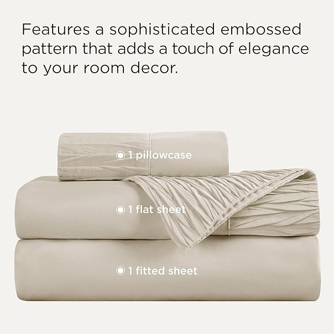 Bedsure Twin Sheets Set - 3 Pieces Soft Twin Bed Sheets - Breathable & Cooling - Hotel Luxury - Easy Care Polyester Microfiber Bedding for Women, Men, Linen