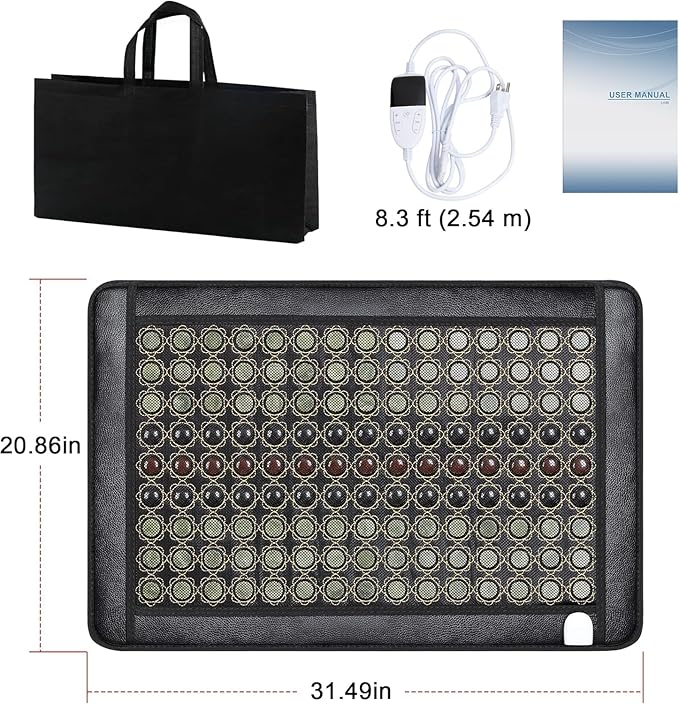 Jade Heating Pad for Back, Far Infrared Heating Pad, Smart Controller with Memory Function, Heating Pads with Travel Bag and Auto Shut Off, 31.5 x 21 inches