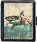 7 Days Chromed Shiny Silver Pill Organizer with Mirror Inside Has 8 Separate Compartments Rectangle 7 Days Pill Box Pill Case (Shark)
