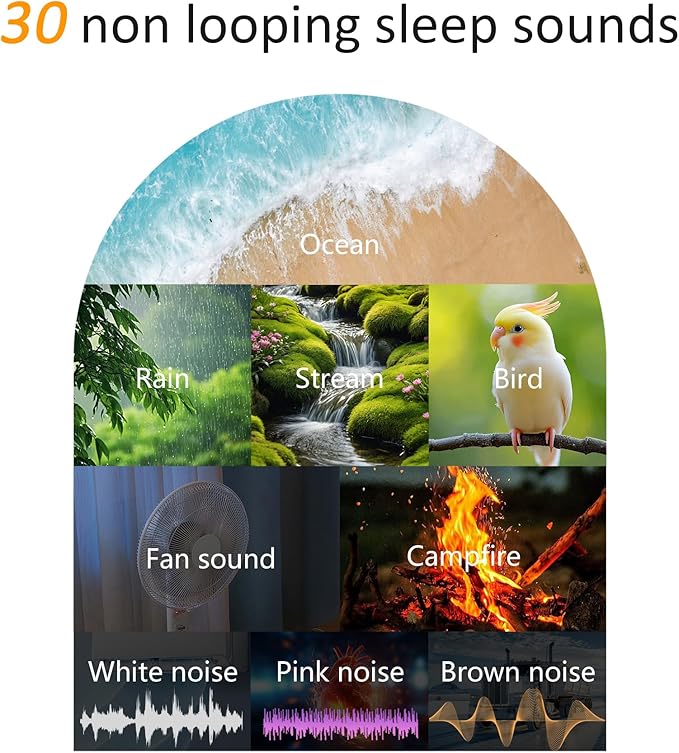 White Noise Sound Machine: Sunrise Alarm Clock for Gentle Wake Up - 30 Soothing Sounds, Adjustable Volume & Night Light, Timer - Easy to Sleep, Relax, Focus