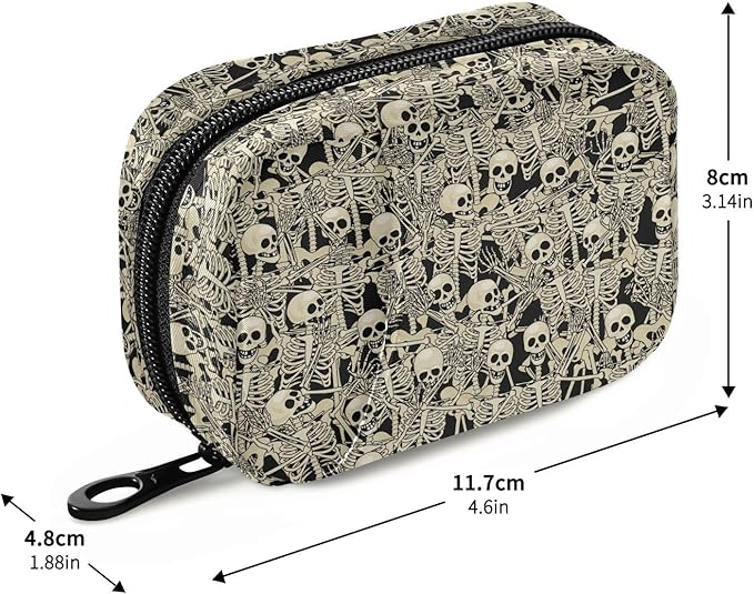 Fun Skull Pill Box 7 Day Pill Case Travel Pill Organizer Bag with Zipper Portable Weekly Vitamin Medicine Supplement Holder Pouch Bag