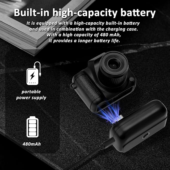 Mini Keychain Camera, FHD 1080p 8MP Mini Digital Camera with 32GB SD Card, 0.96" HD Display, 100 Mins Battery Life for Travel Recording Birthday Gifts (Nostalgia, Dark)