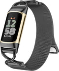 JKD X-Shape Metal Band Compatible with Fitbit Charge 6/ Charge 5 Bands for Women Men, Soft Stainless Steel Mesh Loop Strap Bracelet Wrist Band Replacement for Fitbit Charge 5/ Charge 6 Fitness Tracker