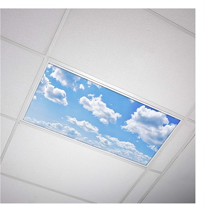 OCTO LIGHTS Fluorescent Light Covers Cloud Sky Panel for Ceiling Lights, Light Covers for Ceiling Lights Classroom 2x4 (22.38"x46.5") Backlit Film Insert for Fluorescent Light Fixtures (Pack of 1)