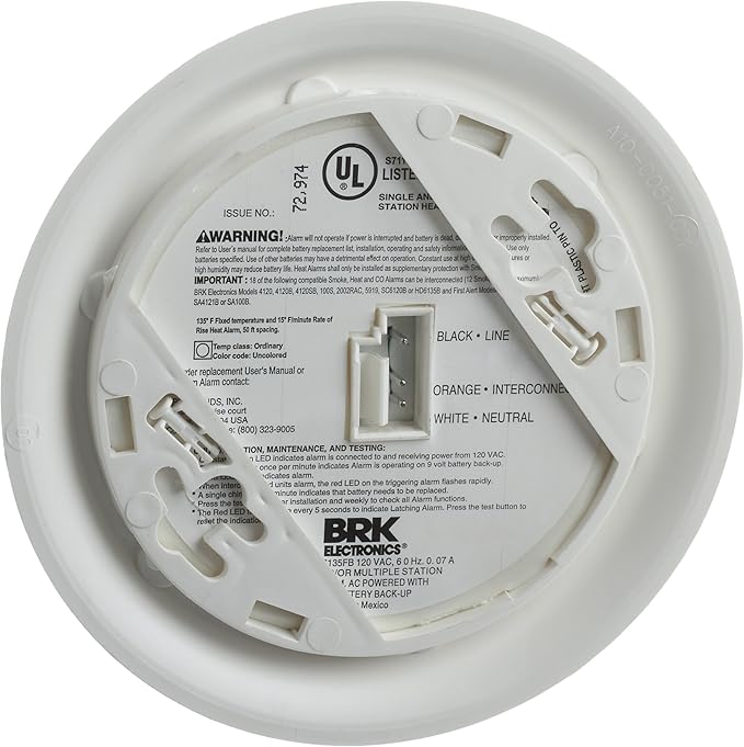 First Alert Hardwired Heat Alarm with Battery Backup, BRK Brands HD6135FB (Pack of 12)
