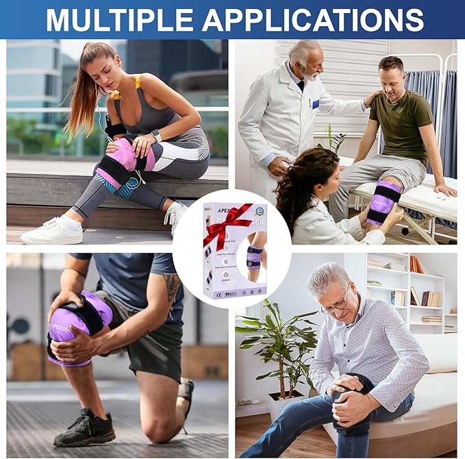 APEXUP Ice Pack for Knee Pain Relief, Large Reusable Wrap After Surgery, Flexible Gel Cold Pack for Injuries, Pain Relief for Back, Shoulder, Elbow, Ankle and Leg (Purple, XXL, 1PK)
