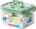 Varku Clear Medicine Storage Box, Large 13.3 x 9.4 x 7.5 in First Aid Organizer Box with Buckle, Handle and 2-Layer Design, Portable Medical Storage for Family Use