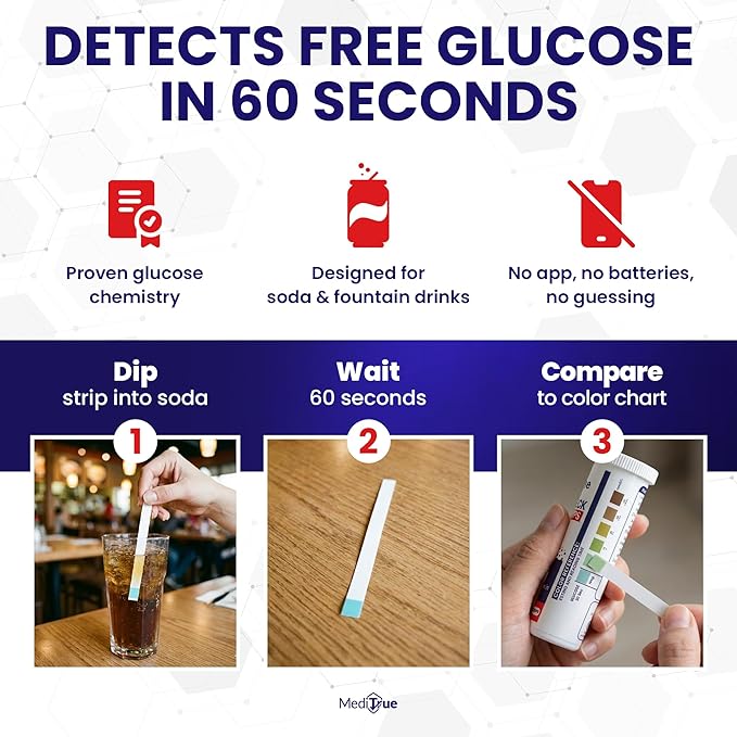 DietCheck – 50 Diet Soda Test Strips to Detect Non-Diet Soft Drinks – A Must-Have for Diabetics, Keto & Sugar-Free Diets – 50 Strips – Verify Your Diet Drink in Seconds