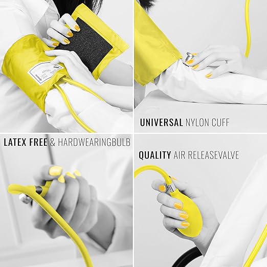 ASA TECHMED Medical Starter Kit – Stethoscope, Durable Blood Pressure Monitor, EMT Shears & Protective Carrying Case – Ideal for Healthcare Students & Professionals, Yellow